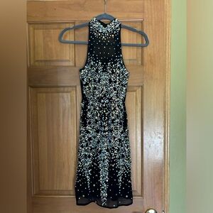 Black bedazzled short homecoming dress